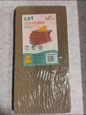 Bowhaus Brown Cat Scratcher — Corrugated Cardboard Scratch Pad with Catnip